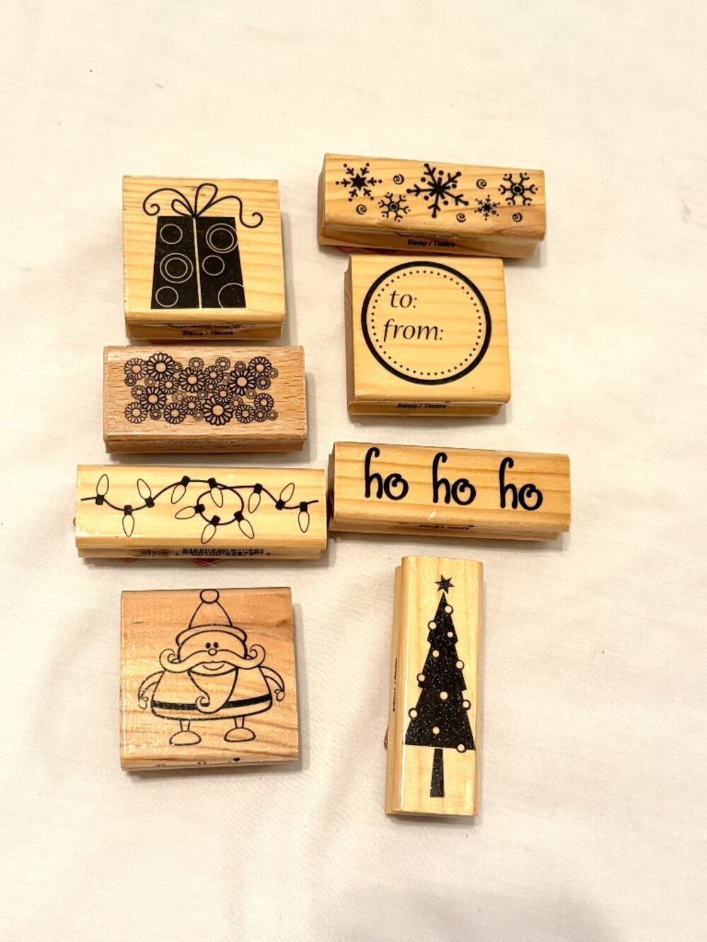 Christmas Holiday Wood Mounted Rubber Stamps Assorted X 8 Recollections